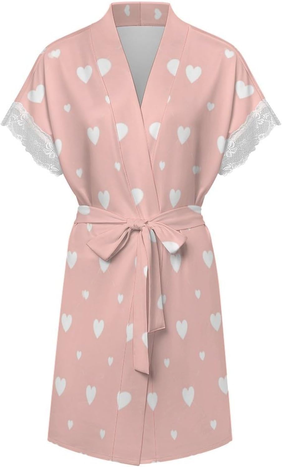Red Pink Hearts Womens Robe Valentines Bath Robe Sexy Robes for Women