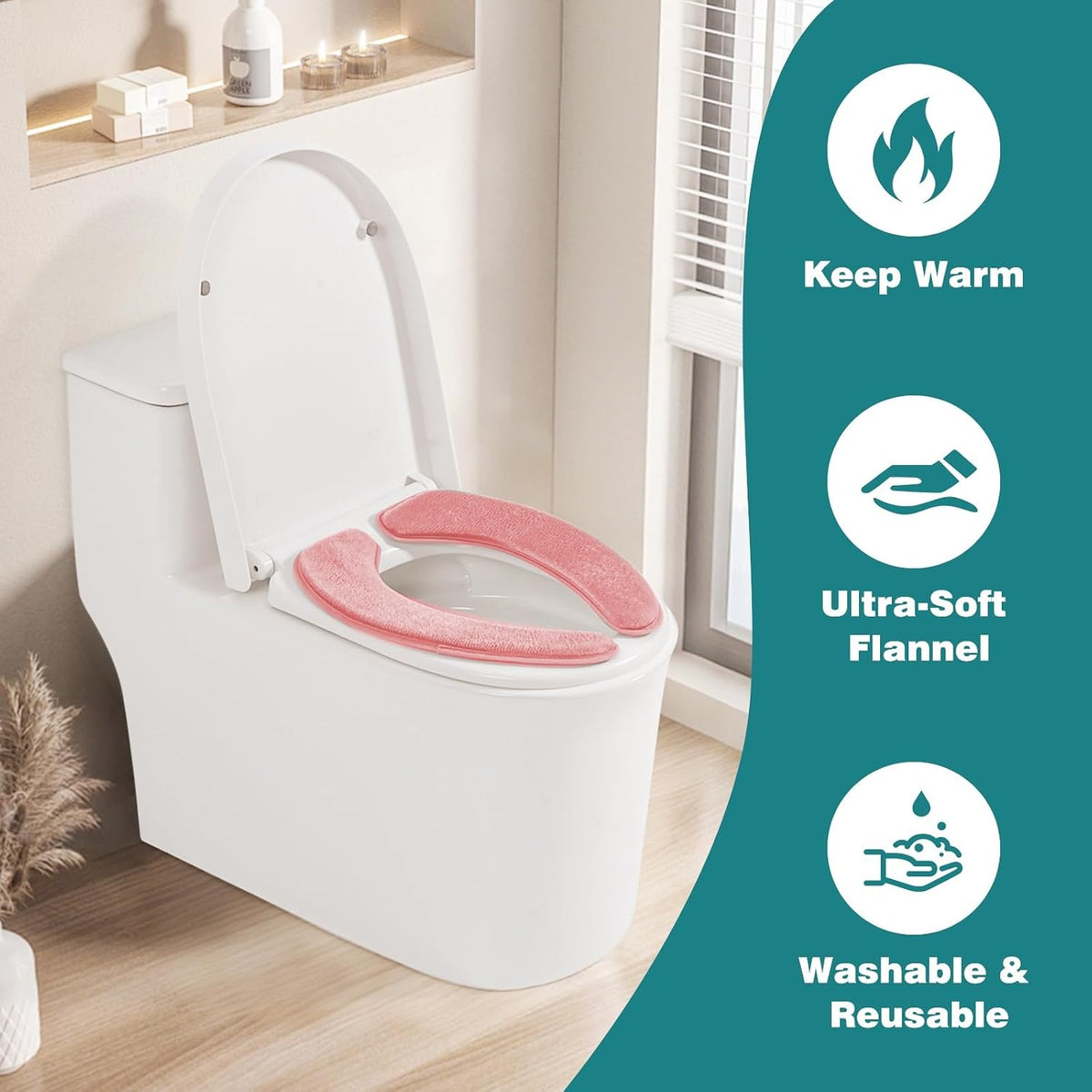 Toilet Seat Cover with Memory Foam, Toilet Seat Cushion for Bathroom