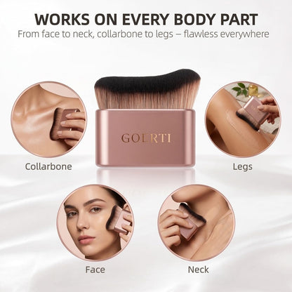 Premium Body Makeup Brush - Streak-Free Self Tanner Applicator & Kabuki Blending Brush for Sunless Tanning, Leg Makeup, Foundation, Bronzer & Body Shimmer | Ultra-Soft Dense Vegan Beauty Tool