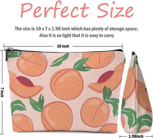 Aesthetic Peach Makeup Bag, Peach Lovers Gifts Cosmetic Bag Fruit Travel Pouch, Friendship Gifts for Women Girls Daughter Sisters Coworker Best Friends Bestie Graduation Birthday Gifts