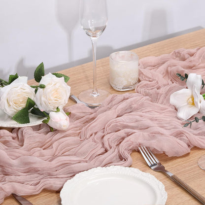 Table Runner Cheesecloth 3pcs Dusty Pink Table Runners 120 inches Thanksgiving Decorations Boho Rustic 10FT Cheese Cloth Runner for Wedding Birthday Party Baby Shower Home Decor