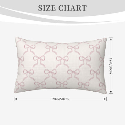 Pink Bow Pillow Covers Cream Ribbon Bow Decorative Throw Pillows Covers 12x20 Inch Set of 2 Bowknot Lumbar Pillow Cover Cushion Cover for Couch Sofa Bedroom