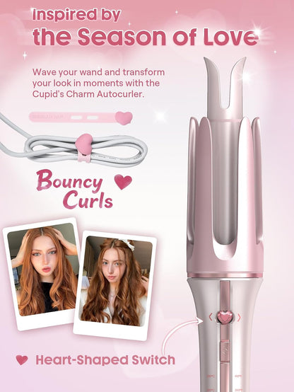 Pink Curling Iron Automatic Gift for Woman (Pink, 1 inch)