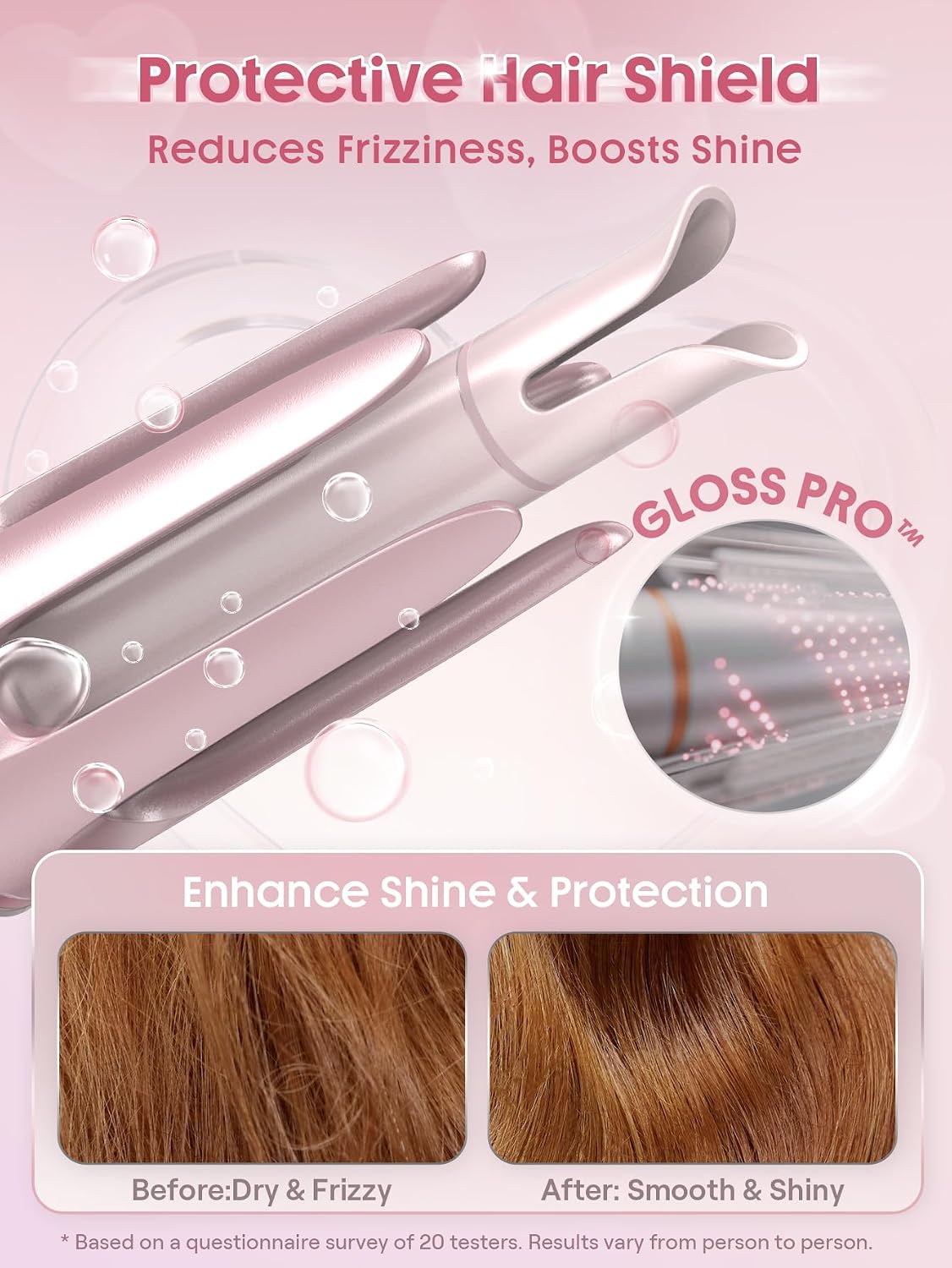 Pink Curling Iron Automatic Gift for Woman (Pink, 1 inch)