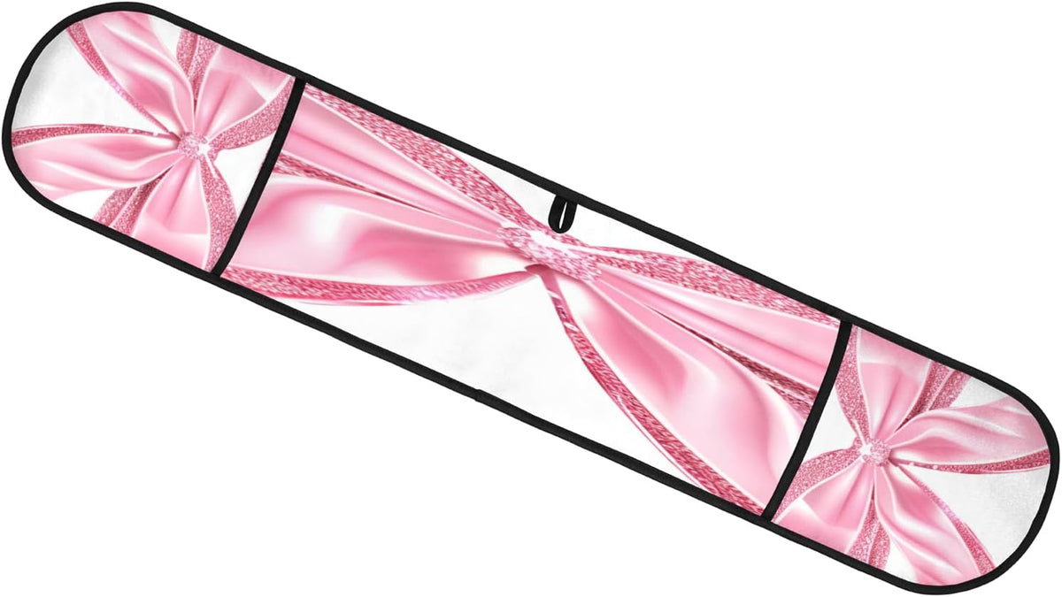 Pink Bow Double Oven Mitt, Heat Resistant Cotton-Lined Oven Gloves, Non-Slip Kitchen Mittens for Baking & Grilling, Kawaii Bow Tie
