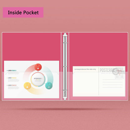 3 Ring Binder, Glitter 1 Inch Organizer (10.5'' x 11.5'') Holds 8.5'' x 11''Letter Size 300 Pages, Waterproof Durable View Binder, 1 Pack, Pink