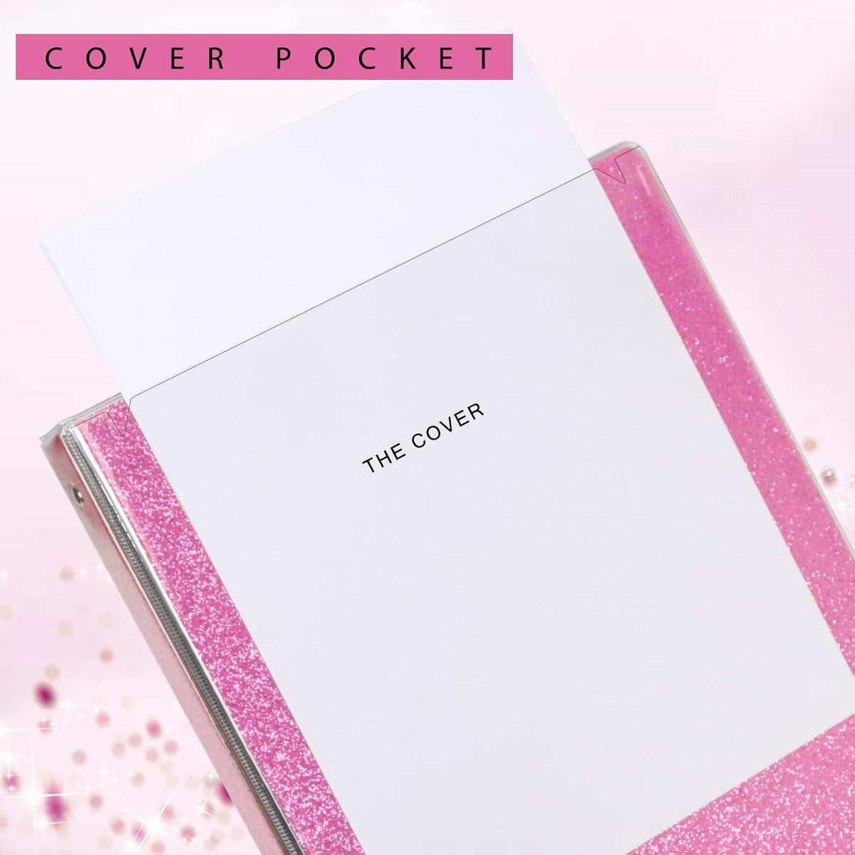 3 Ring Binder, Glitter 1 Inch Organizer (10.5'' x 11.5'') Holds 8.5'' x 11''Letter Size 300 Pages, Waterproof Durable View Binder, 1 Pack, Pink