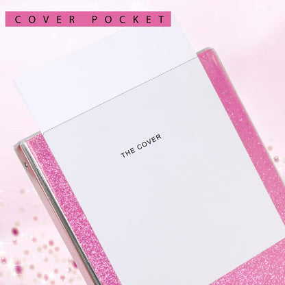 3 Ring Binder, Glitter 1 Inch Organizer (10.5'' x 11.5'') Holds 8.5'' x 11''Letter Size 300 Pages, Waterproof Durable View Binder, 1 Pack, Pink