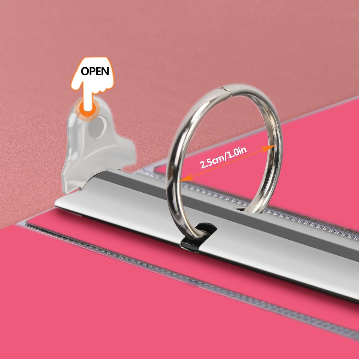 3 Ring Binder, Glitter 1 Inch Organizer (10.5'' x 11.5'') Holds 8.5'' x 11''Letter Size 300 Pages, Waterproof Durable View Binder, 1 Pack, Pink