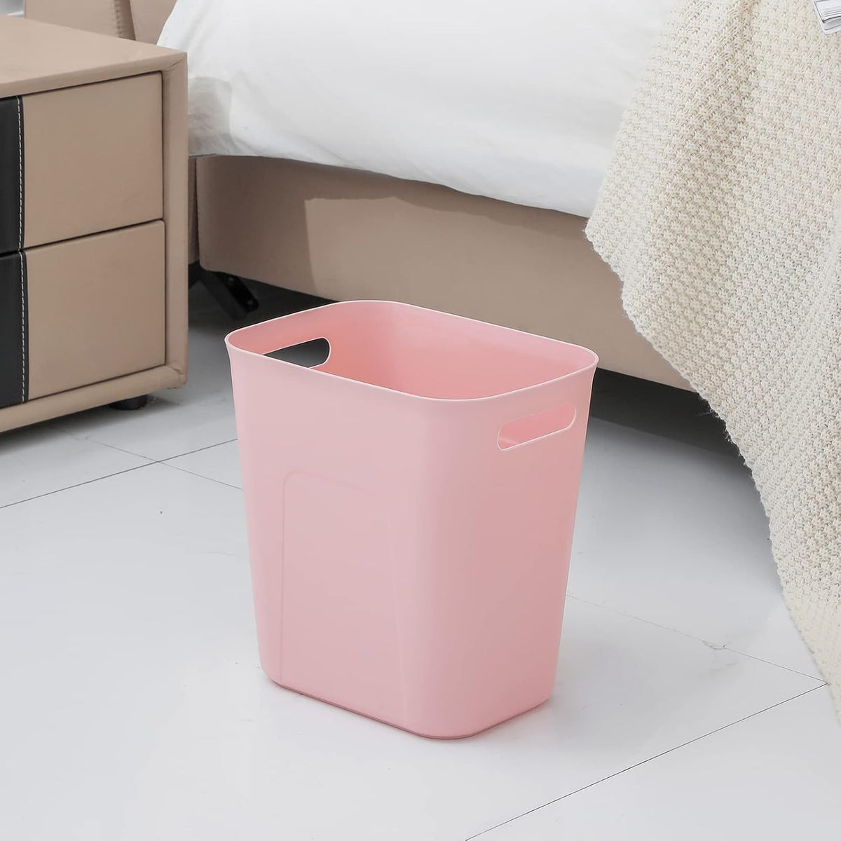Plastic Small Bathroom Trash Can Wastebasket, 3.5 Gallon, Pink