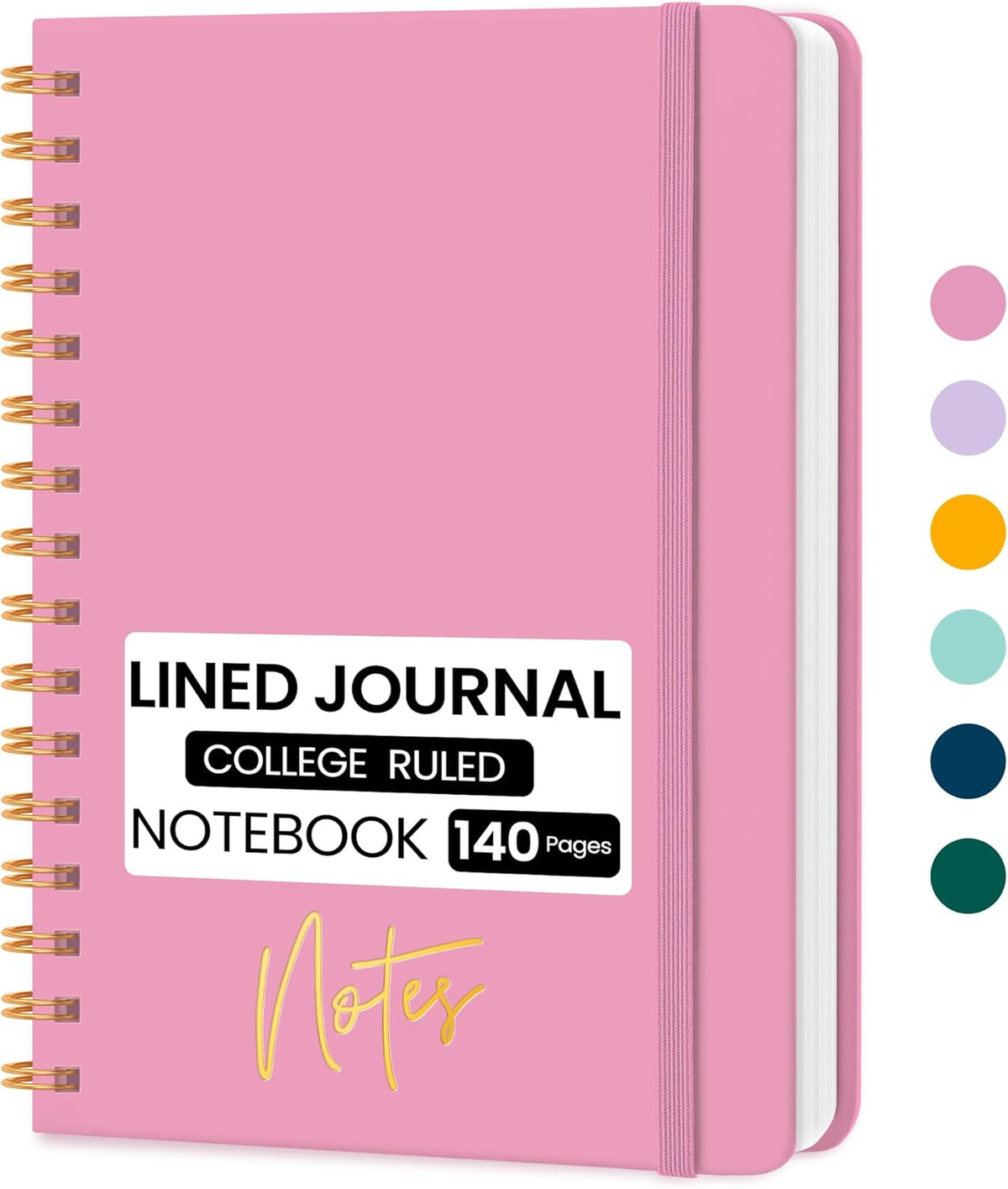 Lined Spiral Journal Notebook, A5 College Ruled Notebook for Note-Taking