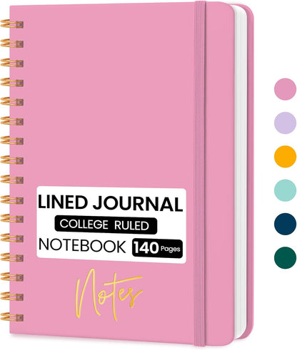 Lined Spiral Journal Notebook, A5 College Ruled Notebook for Note-Taking