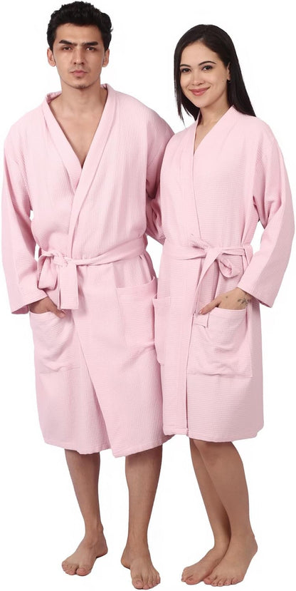 Women's Waffle Bathrobe – 100% Cotton, Lightweight & Absorbent, Spa Robe, Hotel & Lounge Robe