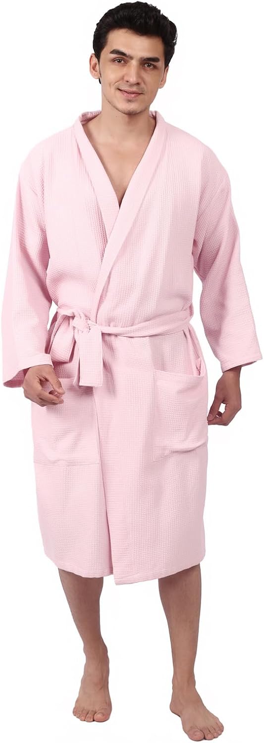 Women's Waffle Bathrobe – 100% Cotton, Lightweight & Absorbent, Spa Robe, Hotel & Lounge Robe