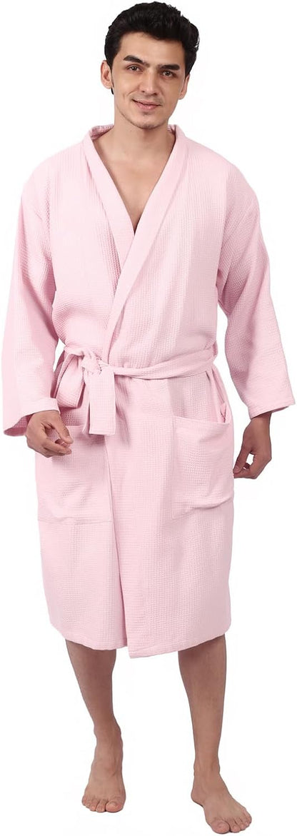 Women's Waffle Bathrobe – 100% Cotton, Lightweight & Absorbent, Spa Robe, Hotel & Lounge Robe