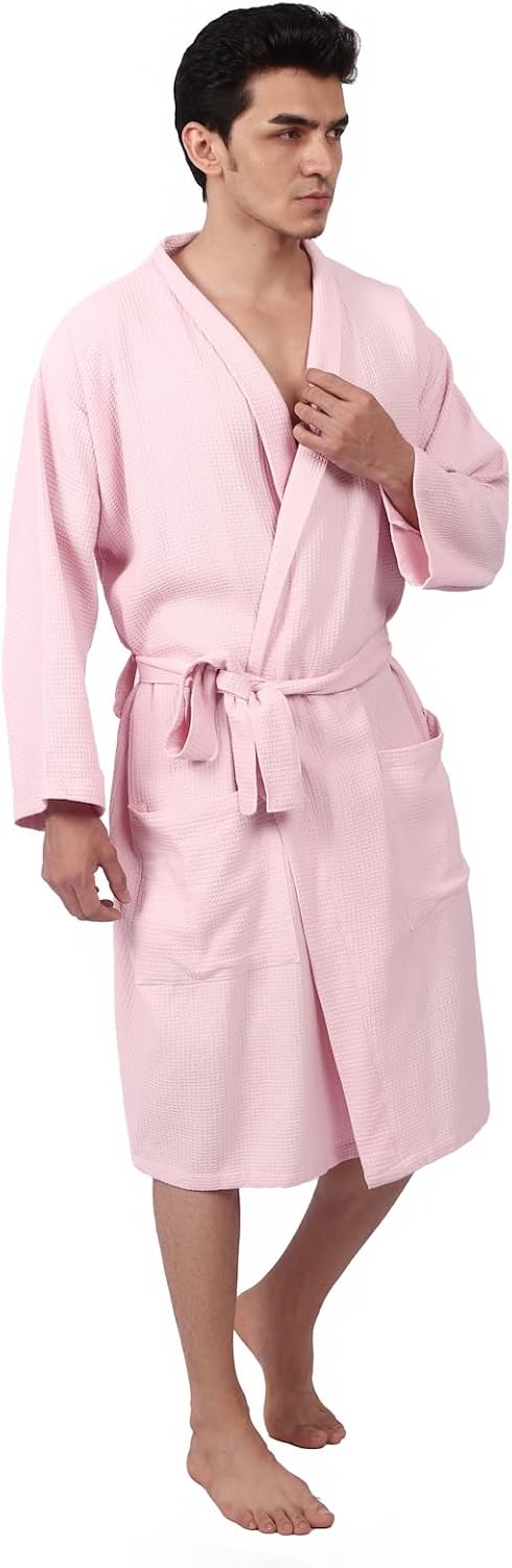 Women's Waffle Bathrobe – 100% Cotton, Lightweight & Absorbent, Spa Robe, Hotel & Lounge Robe