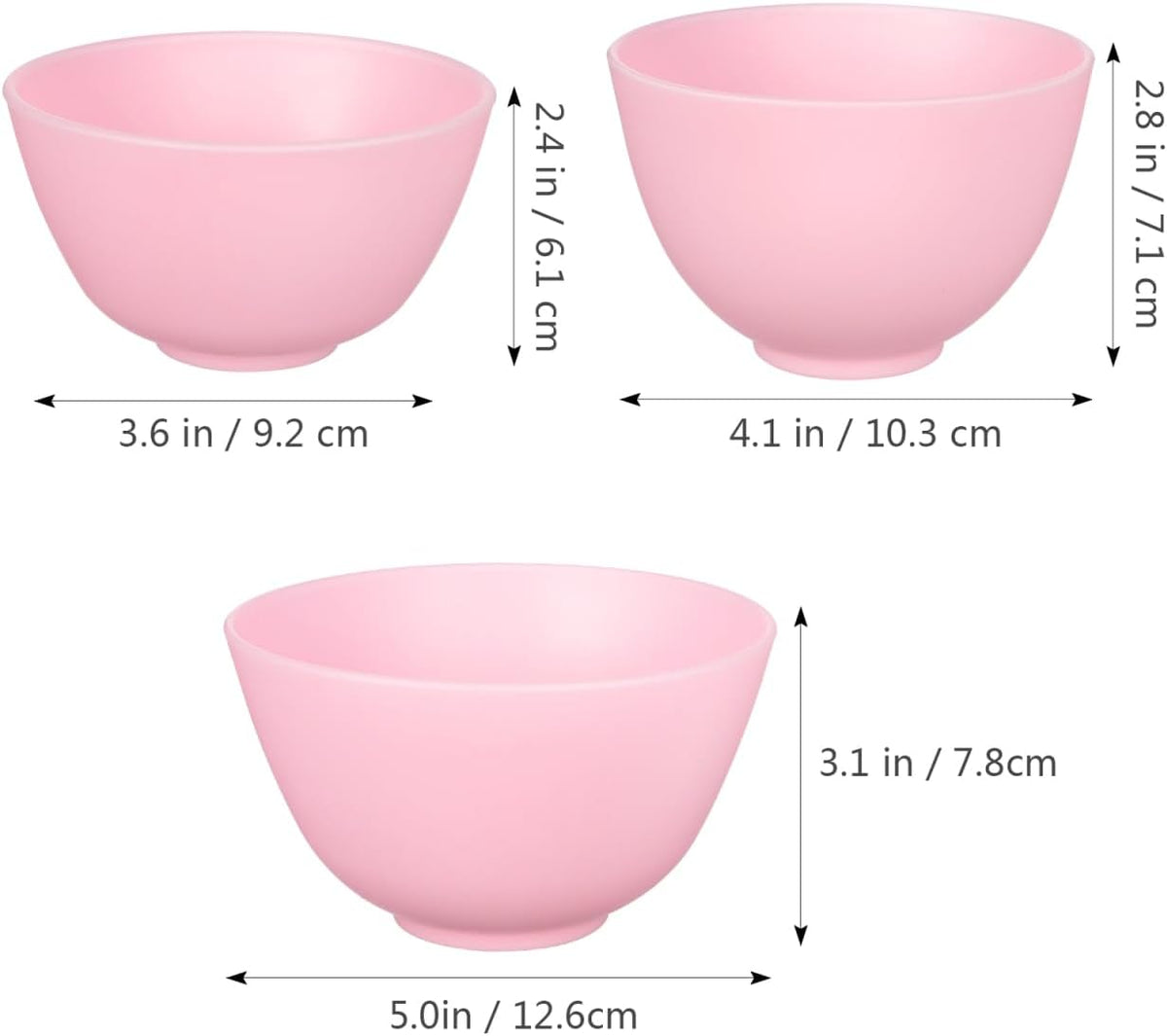 Silicone Mixing Bowls for Face Mask: 3 Sizes Pink Plastic Facial Mud Bowls Set Reusable Stackable Esthetician Tool for Women Home Salon Spa Face Skincare