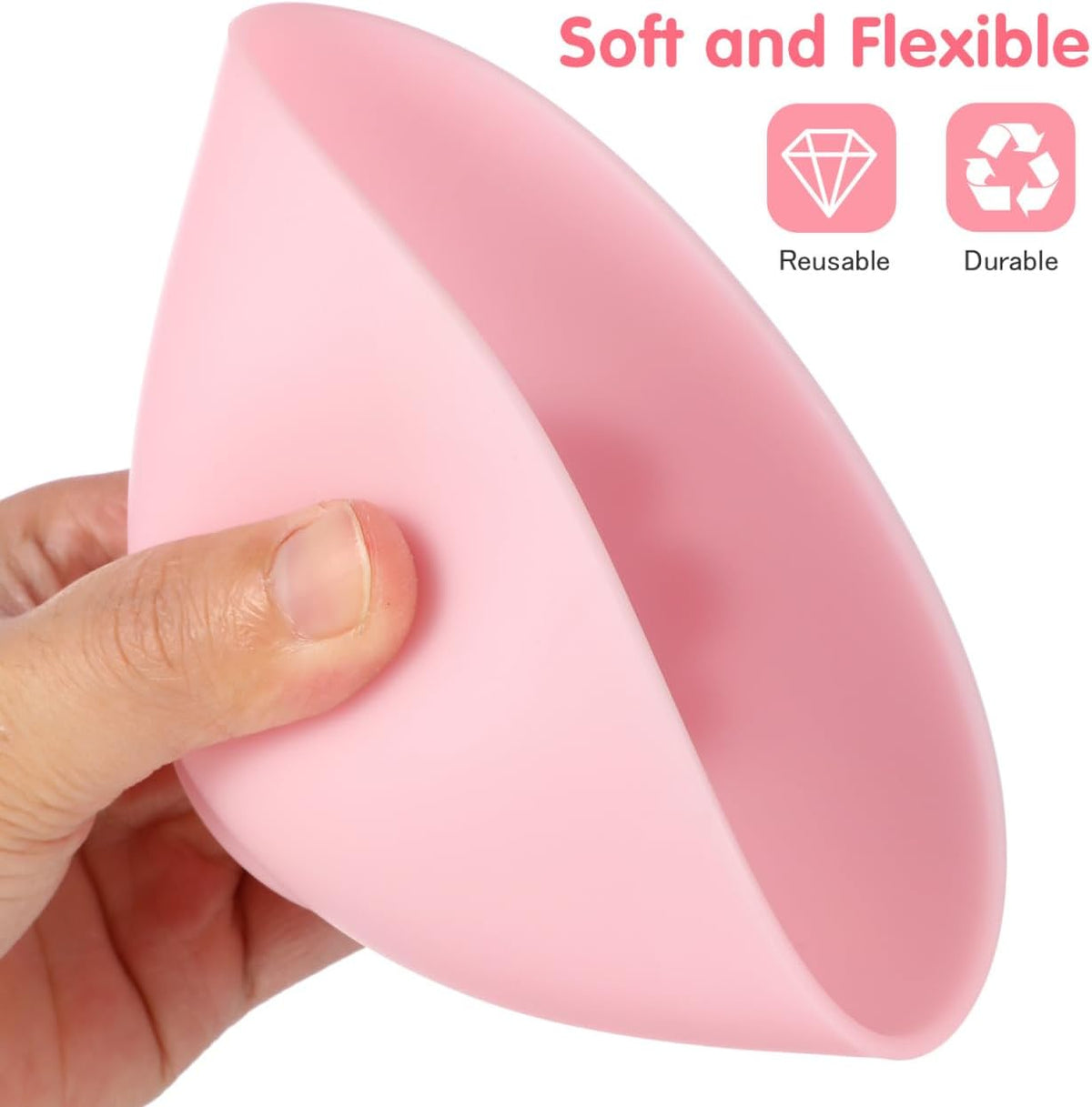 Silicone Mixing Bowls for Face Mask: 3 Sizes Pink Plastic Facial Mud Bowls Set Reusable Stackable Esthetician Tool for Women Home Salon Spa Face Skincare