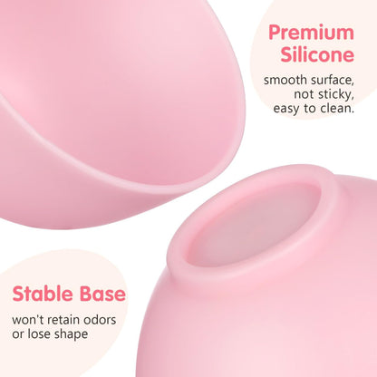 Silicone Mixing Bowls for Face Mask: 3 Sizes Pink Plastic Facial Mud Bowls Set Reusable Stackable Esthetician Tool for Women Home Salon Spa Face Skincare