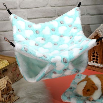 Boao 2 Pcs Guinea Pig Rat Hammock Guinea Pig Hamster Ferret Hanging Hammock Accessories for Small Animals Chinchilla Parrot Sugar Glider Ferret Squirrel (Mint Green, Pink, Heart Pattern)