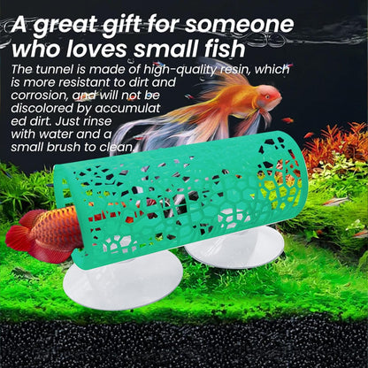 Vibrant Pink Betta Fish Tunnel Cave - Decorative Hollow-Out Aquarium Hideout Ornament for Freshwater Fish Tanks, Perfect for Betta Fish to Play, Explore and Rest in Stylish Aquatic Decor