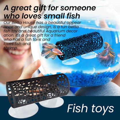 Vibrant Pink Betta Fish Tunnel Cave - Decorative Hollow-Out Aquarium Hideout Ornament for Freshwater Fish Tanks, Perfect for Betta Fish to Play, Explore and Rest in Stylish Aquatic Decor