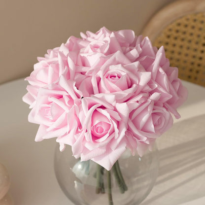 Artificial Roses Single Stem 10pcs Fake Silk Flower Arrangement Bouquet for Home Party Wedding Decoration(Light Pink)