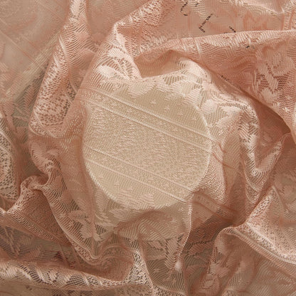 HLC.ME Sophia Floral Rod Pocket Lace Semi Sheer Voile Short Valance for Small Windows & Bathroom - 54 x 18 Inch Length (Blush Pink Valance)