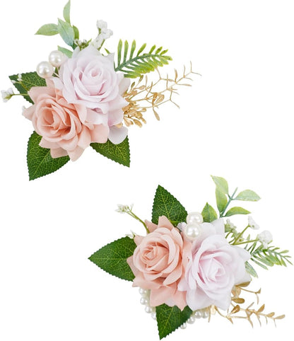 Dusty Pink Corsage and Boutonniere Set for Wedding Prom