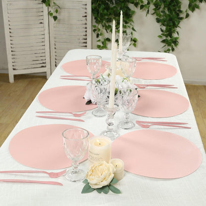 50 Pack 13 Inch Round Pink Paper Placemats – Elegant Disposable Lace Cut Table Mats for Wedding Reception Banquet Party Catering Events