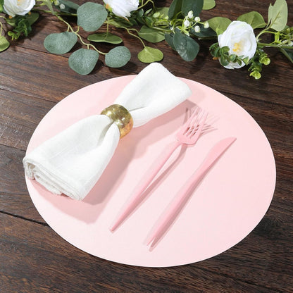 50 Pack 13 Inch Round Pink Paper Placemats – Elegant Disposable Lace Cut Table Mats for Wedding Reception Banquet Party Catering Events