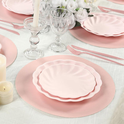 50 Pack 13 Inch Round Pink Paper Placemats – Elegant Disposable Lace Cut Table Mats for Wedding Reception Banquet Party Catering Events