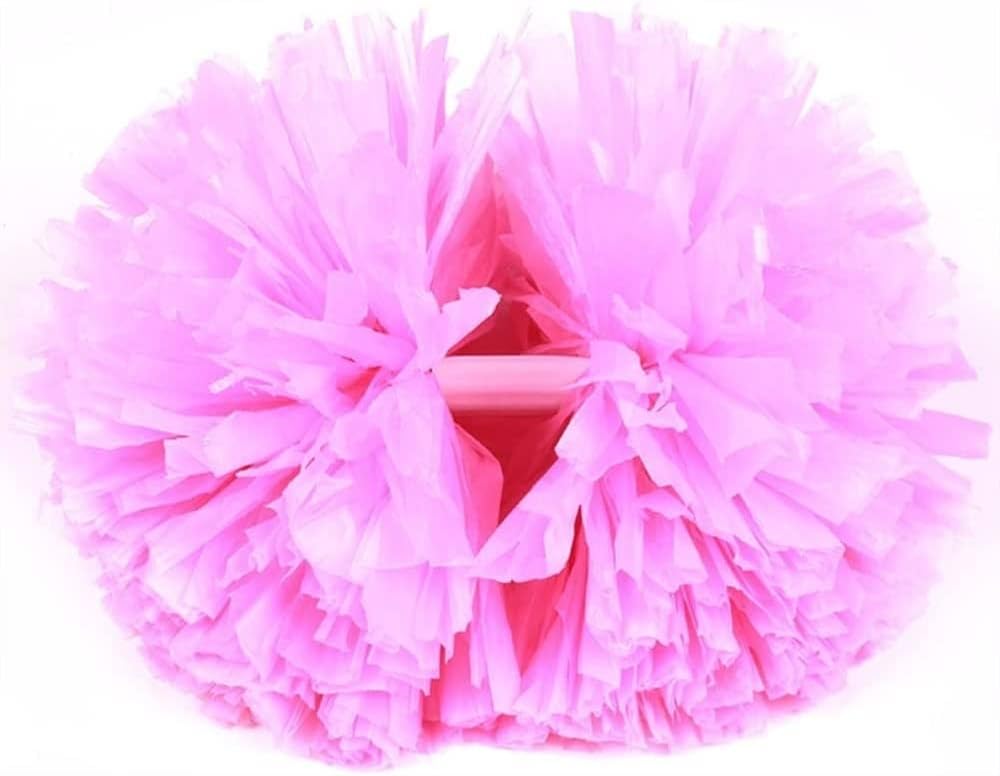 2 Pcs Cheerleading Pom Poms for Kids Adults, Rainbow Cheer Poms with Baton Handle for Team Spirit Cheering Dance School Sport Games Competition(Color:Pink Matte)
