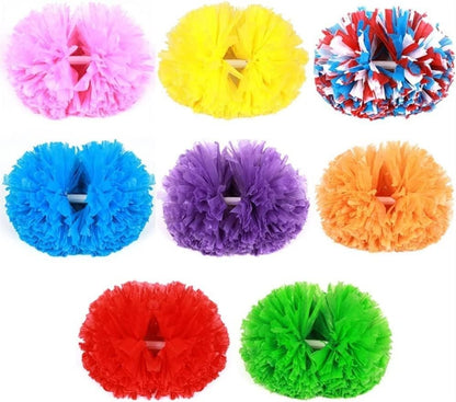 2 Pcs Cheerleading Pom Poms for Kids Adults, Rainbow Cheer Poms with Baton Handle for Team Spirit Cheering Dance School Sport Games Competition(Color:Pink Matte)