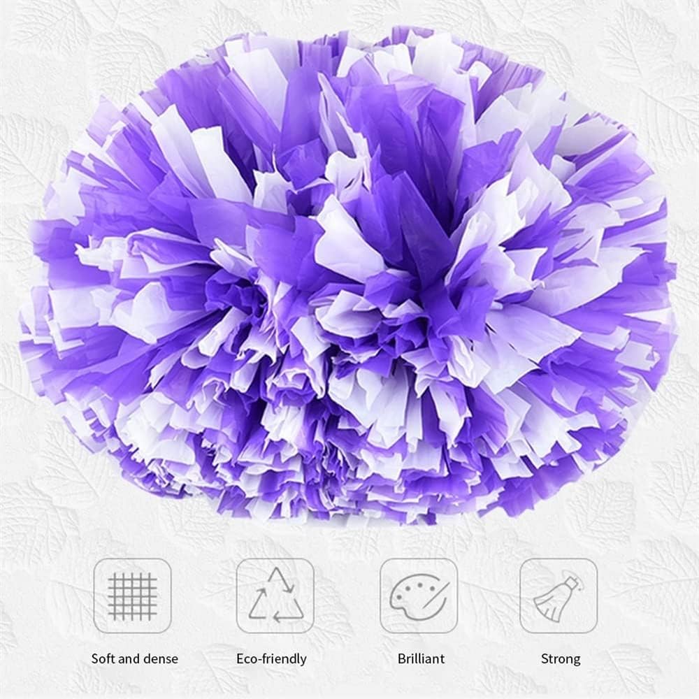 2 Pcs Cheerleading Pom Poms for Kids Adults, Rainbow Cheer Poms with Baton Handle for Team Spirit Cheering Dance School Sport Games Competition(Color:Pink Matte)