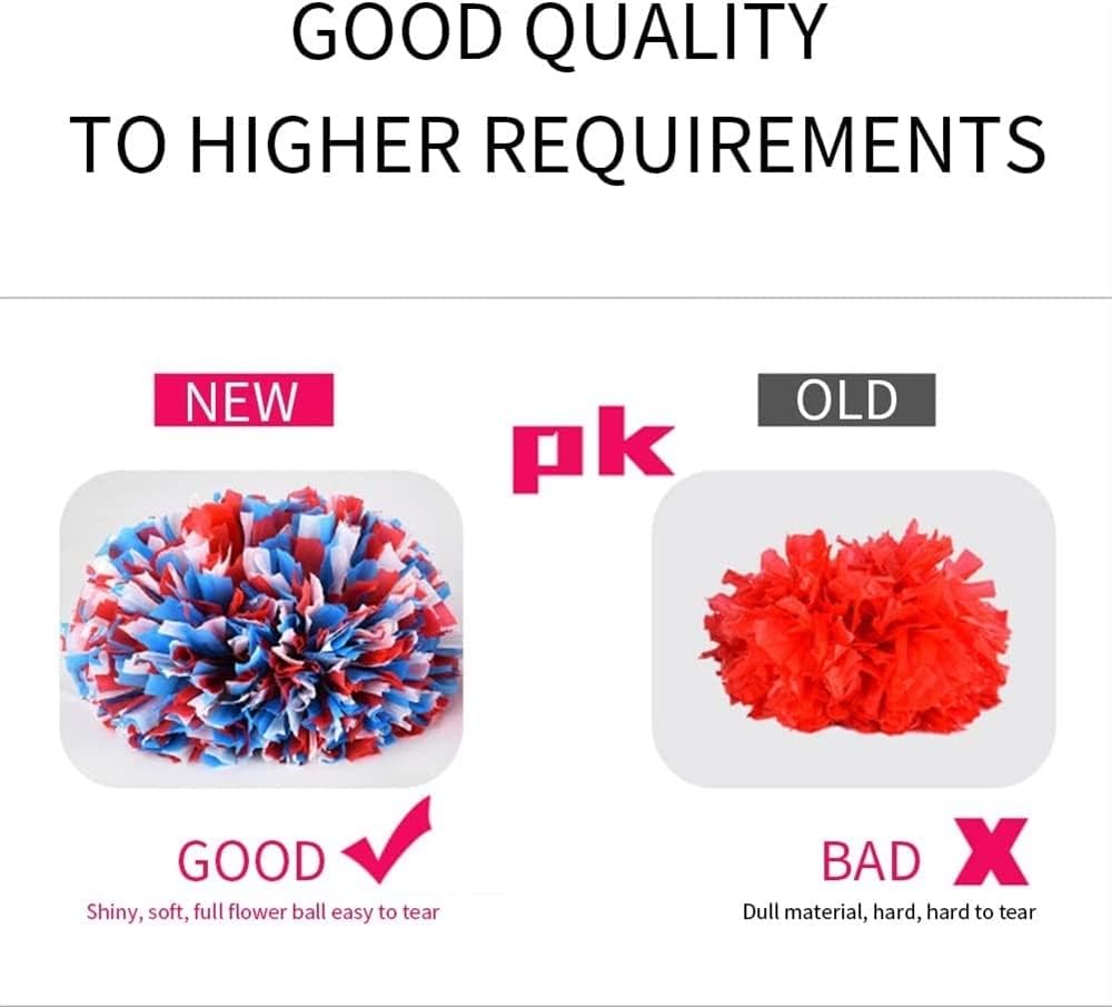2 Pcs Cheerleading Pom Poms for Kids Adults, Rainbow Cheer Poms with Baton Handle for Team Spirit Cheering Dance School Sport Games Competition(Color:Pink Matte)
