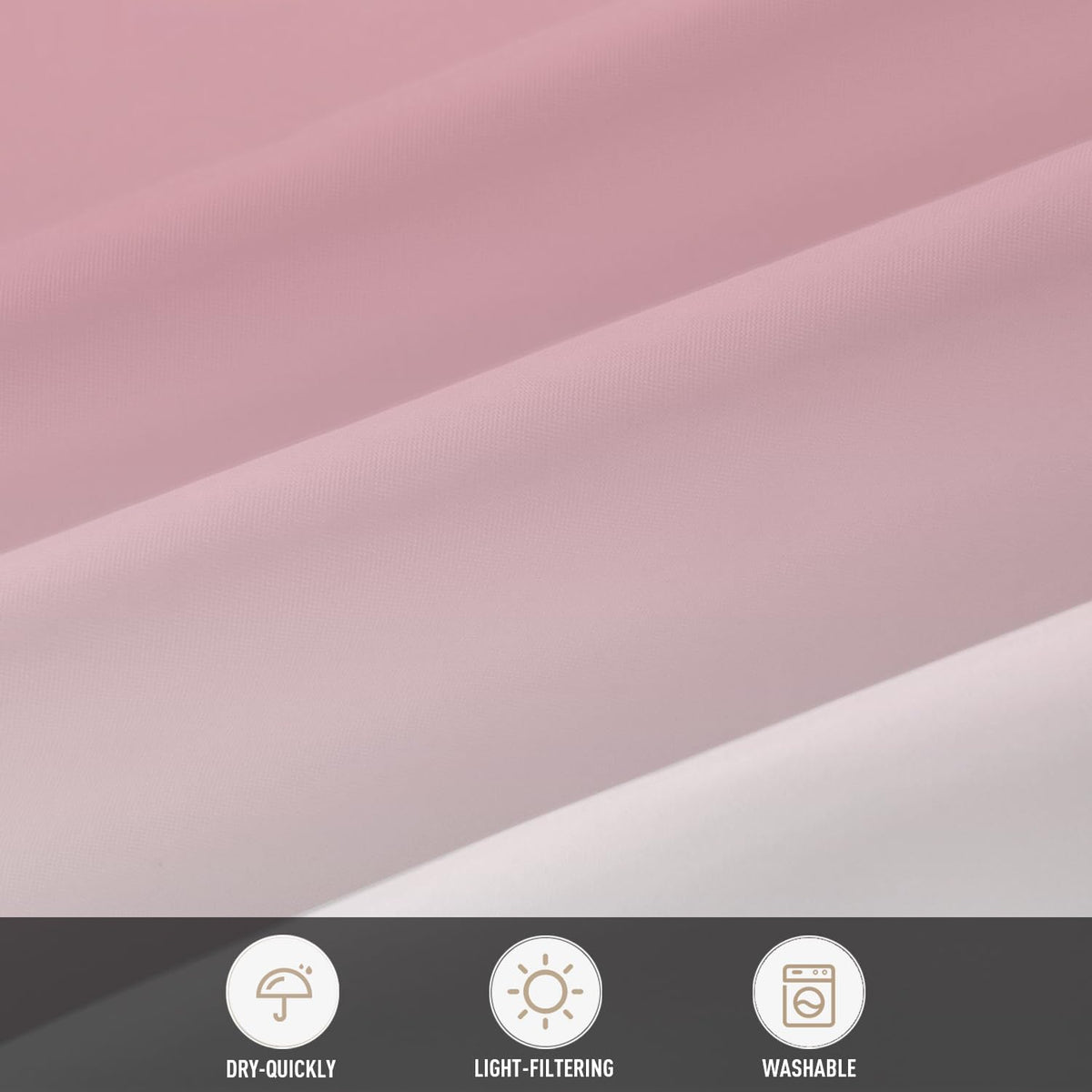 Pink White Shower Curtains, Ombre, 12 Hooks, 60" W x 72" L