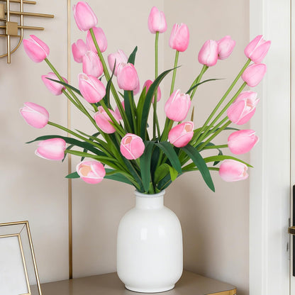 Homsunny 18.9 "Large Pink Simulation Tulip Artificial Flowers, 30-Pack. Perfect for Spring Weddings, Valentine's Day, Easter, Mother's Day, and Elegant Home and Table vase Arrangements.