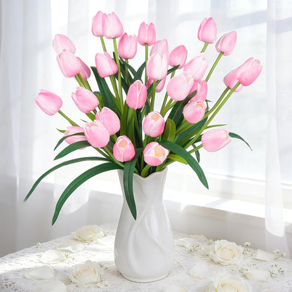 Homsunny 18.9 "Large Pink Simulation Tulip Artificial Flowers, 30-Pack. Perfect for Spring Weddings, Valentine's Day, Easter, Mother's Day, and Elegant Home and Table vase Arrangements.