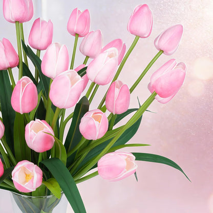 Homsunny 18.9 "Large Pink Simulation Tulip Artificial Flowers, 30-Pack. Perfect for Spring Weddings, Valentine's Day, Easter, Mother's Day, and Elegant Home and Table vase Arrangements.
