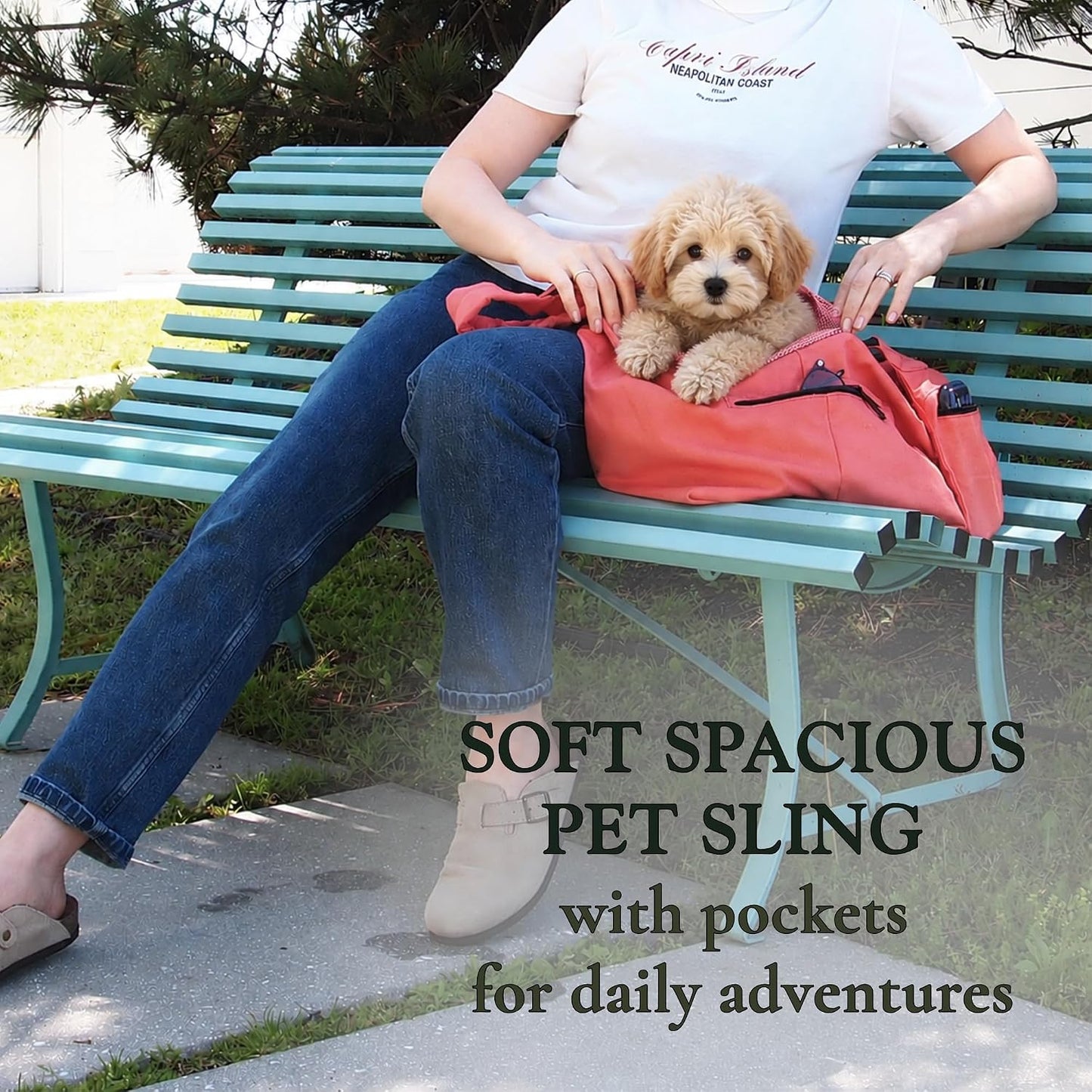 Dog Sling Carrier for Small Dogs and Cats up to 9 lbs, Adjustable Dog Carrier Sling for Puppies, Hands-Free Pet Sling, Breathable Cat Sling Carrier, Machine Washable (Sunset Pink)