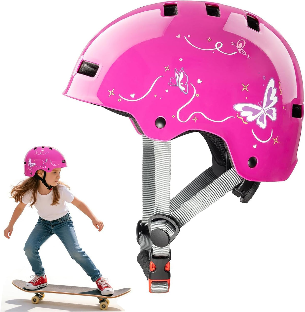 Adjustable Kids Bike Skateboard Helmet for Girls Boys Toddlers