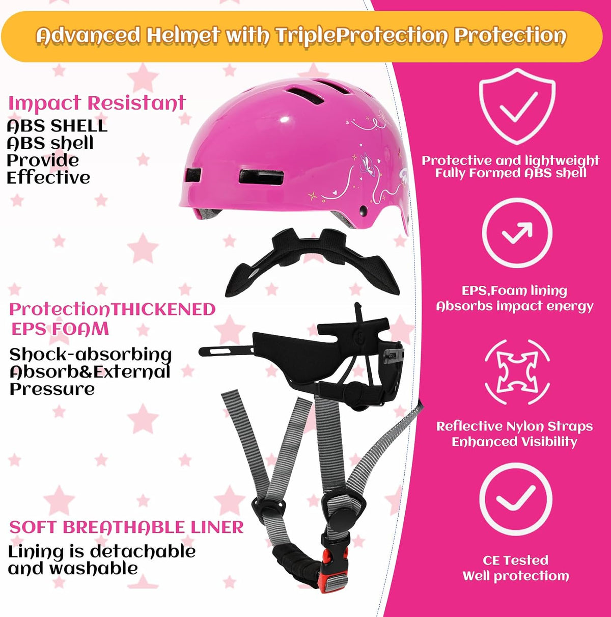 Adjustable Kids Bike Skateboard Helmet for Girls Boys Toddlers