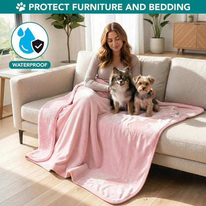 Waterproof Dog Blanket Puppy Cat Small Couch Cover, 24x32 Pink