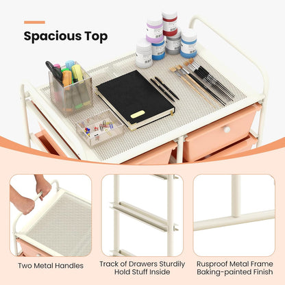 GLACER 10 Drawer Rolling Cart, Storage Cart with Lockable Whieels & Metal Frame, Trolley for Art Craft Oganizer, Mobile Utility Cart for Office, School, Classroom, Kitchen (Peach Fuzz)