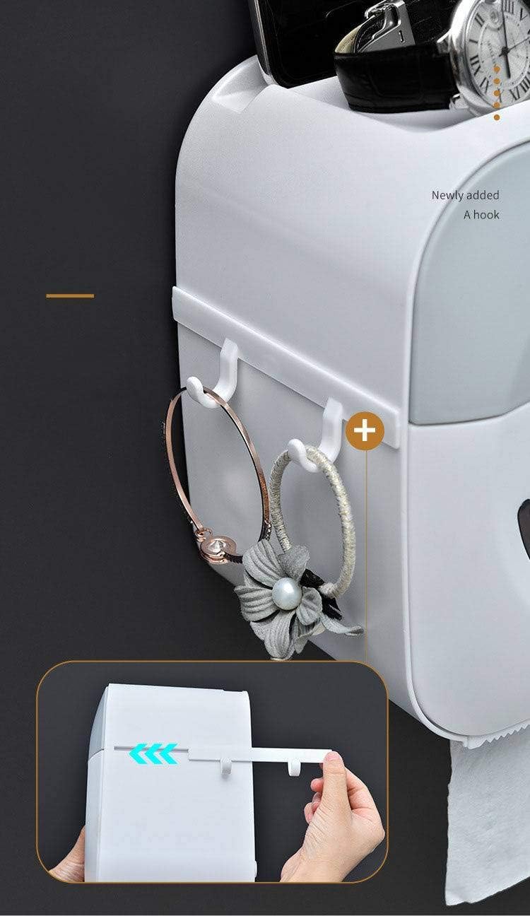 Toilet Paper Holder, Wall Mount Toilet Paper Holder Stand No Drilling Toilet Roll Holder for Bathroom Hotel Kitchen-Pink
