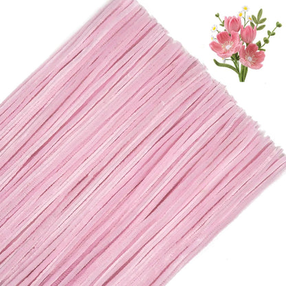 100 Pcs Light Pink Pipe Cleaners, 8mm Chenille Stems for DIY Craft