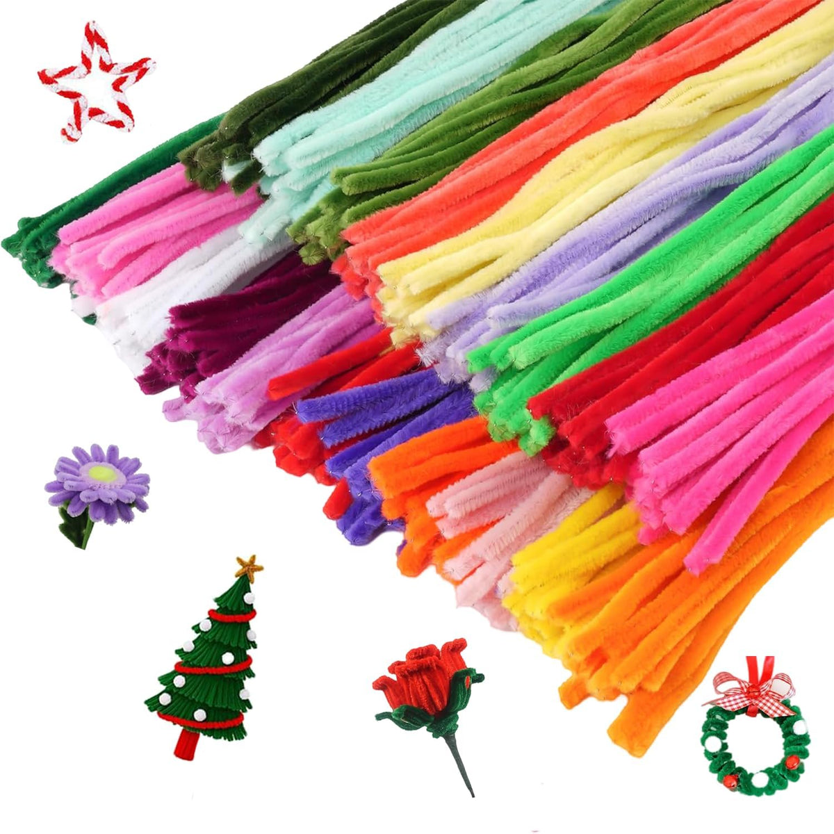 100 Pcs Light Pink Pipe Cleaners, 8mm Chenille Stems for DIY Craft