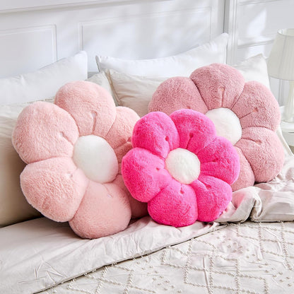 Flower Pillow Cute Flower Shaped Pillows Decorative Throw Pillows Aesthetic Home Decor Floral Daisy Cushion for Bed (Dusty Pink, 14.9 Inch)