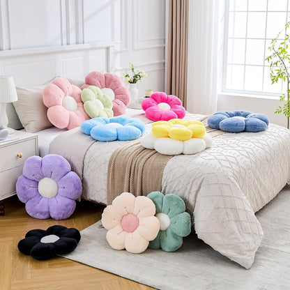 Flower Pillow Cute Flower Shaped Pillows Decorative Throw Pillows Aesthetic Home Decor Floral Daisy Cushion for Bed (Dusty Pink, 14.9 Inch)